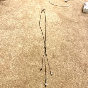 Long black and crystal necklace